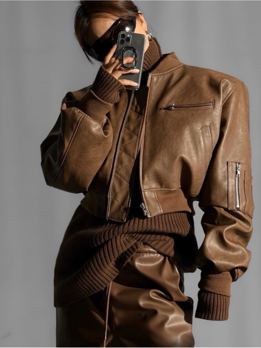 The Frankie Shop - Gae Faux Leather Cropped Bomber Jacket